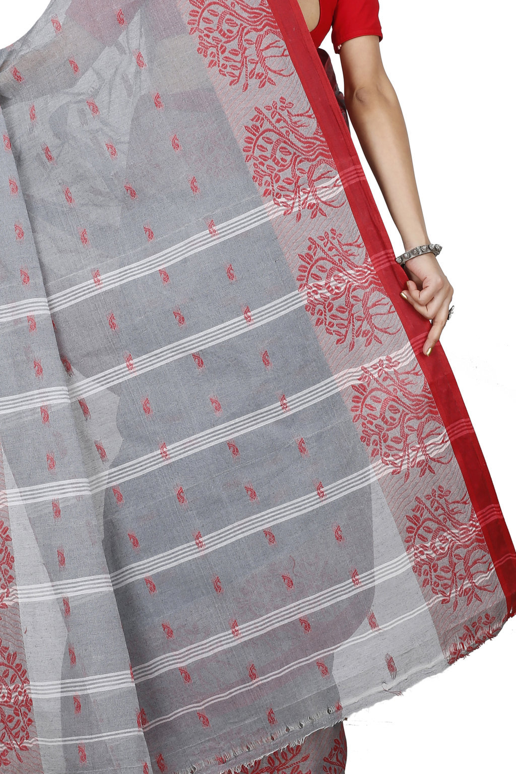 Grey Pure Cotton Somaya Tant Saree (1046)